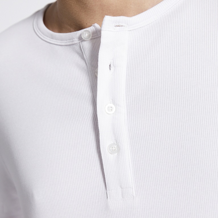 Rib knit long sleeve tee "Zane" White